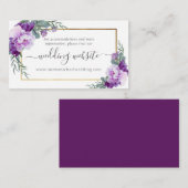 Carte D'accompagnement Elégant Purple & Gold Floral Mariage Website (Devant / Derrière)