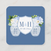 Carte D'accompagnement Elégant QR Code Bleu Blanc Mariage RSVP (Dos)