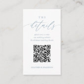 Carte D'accompagnement Elegant QR Code Dusty Blue Détails du Mariage (Devant)