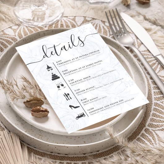 Carte D'accompagnement Elegant QR Code en ligne RSVP Mariage Timeline Ble