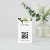 Carte D'accompagnement Elégant QR Code Greenery Détails du Mariage (Debout devant)