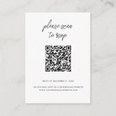 Carte D'accompagnement Elégant QR Code photo Mariage blanc RSVP (Devant)