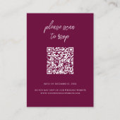 Carte D'accompagnement Elégant QR Code Photo Mariage Bourgogne RSVP (Devant)