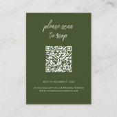 Carte D'accompagnement Elégant QR Code Photo Olive Green Wedding RSVP (Devant)