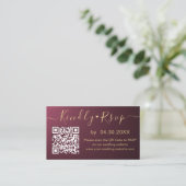 Carte D'accompagnement Elégant QR Code RSVP Chic Minimal Mariage Website (Debout devant)