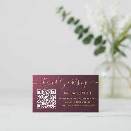 Carte D'accompagnement Elégant QR Code RSVP Chic Minimal Mariage Website (Debout devant)