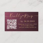 Carte D'accompagnement Elégant QR Code RSVP Chic Minimal Mariage Website (Devant)