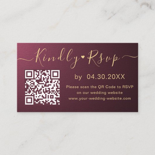Carte D'accompagnement Elégant QR Code RSVP Chic Minimal Mariage Website (Devant)