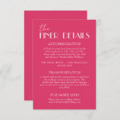 Carte D'accompagnement Elegant Raspberry Pink Stylish Wedding Details (Devant / Derrière)