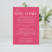 Carte D'accompagnement Elegant Raspberry Pink Stylish Wedding Details (Debout devant)