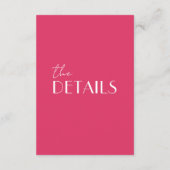 Carte D'accompagnement Elegant Raspberry Pink Stylish Wedding Details (Dos)