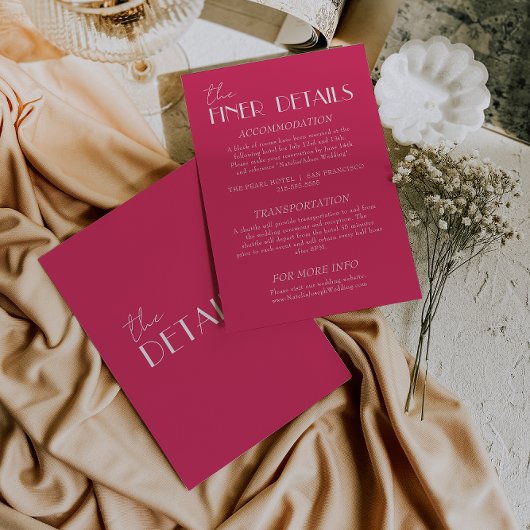 Carte D'accompagnement Elegant Raspberry Pink Stylish Wedding Details