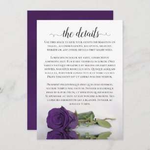 Carte D'accompagnement Elégant reflet violet Rose Détails du Mariage