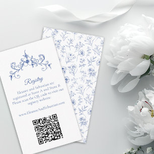 Carte D'accompagnement Élégant registre de code QR bleu Romance Vintage