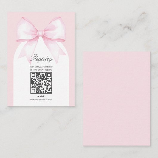 Carte D'accompagnement Élégant registre de Fête des mariées de Bow rose p (Devant / Derrière)