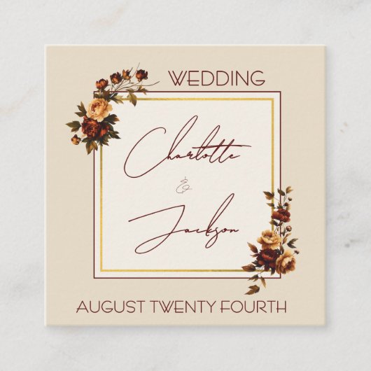 Carte D'accompagnement Elegant Romantic Rusty Rose Autumn Wedding (Devant)