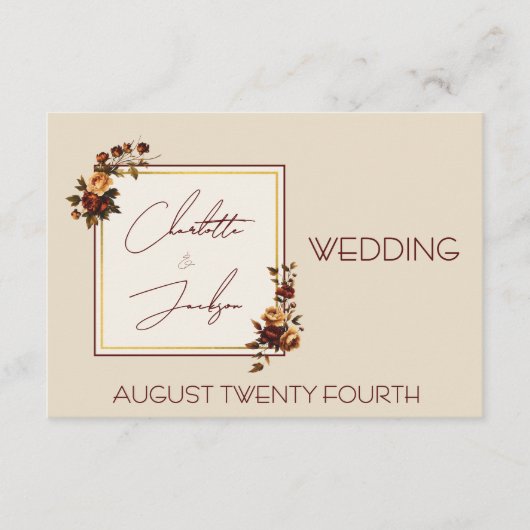 Carte D'accompagnement Elegant Romantic Rusty Rose Autumn Wedding (Devant)