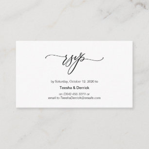 Carte D'accompagnement Élégant romantique, Police noire, Mariage RSVP