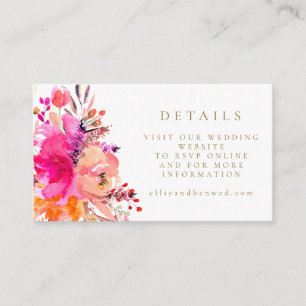 Carte D'accompagnement Elégant rose Aquarelle Floral Wedding RSVP Online