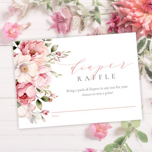 Carte D'accompagnement Élégant rose bébé fille Baby shower Déchets Raffle