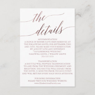 Carte D'accompagnement Élégant Rose Gold Calligraphie Détails Insertion C