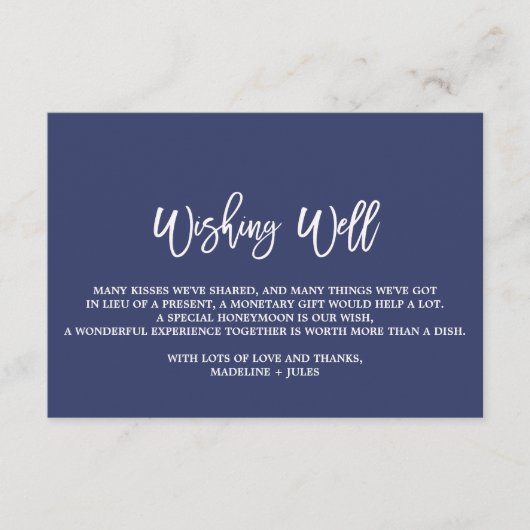 Carte D'accompagnement Elégant Rose Gold et Mariage de la marine Wishing (Devant)