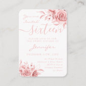 Carte D'accompagnement Élégant Rose Gold Sweet 16 Parties scintillant Flo (Devant)