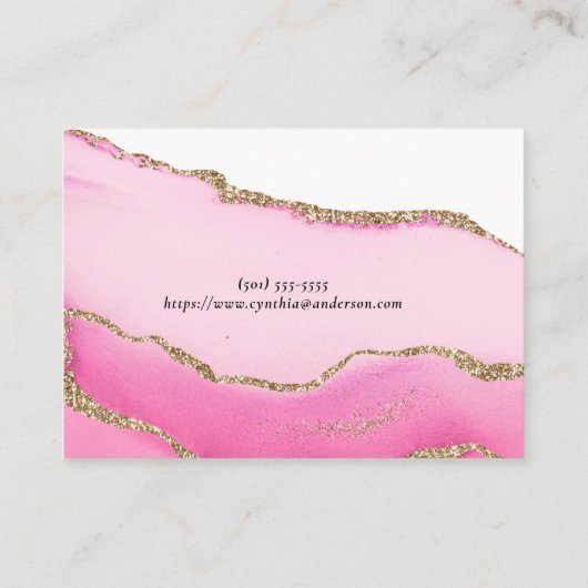 Carte D'accompagnement Elégant Rose & Or Agate Stone Mariage Réception (Dos)