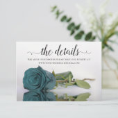 Carte D'accompagnement Elégant Rose Turquoise Mariage Détails Site Web (Debout devant)
