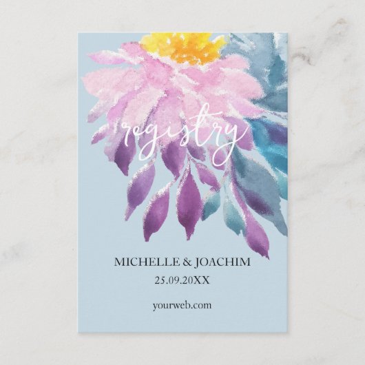 Carte D'accompagnement Elégant rose violet bleu Dahlia Aquarelle Art (Devant)