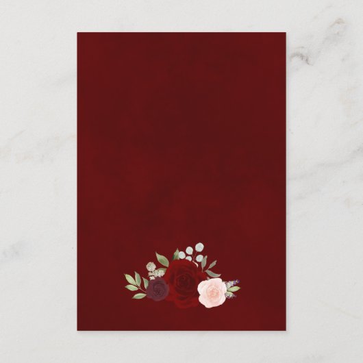 Carte D'accompagnement Elegant Rouge & Rose Roses Détails du Mariage QR C (Dos)