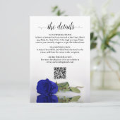 Carte D'accompagnement Elégant Royal Blue Rose Détails du Mariage QR Code (Debout devant)