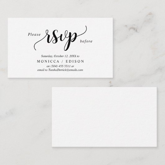 Carte D'accompagnement Élégant Rustic Black, Parti RSVP, répondre (Devant / Derrière)