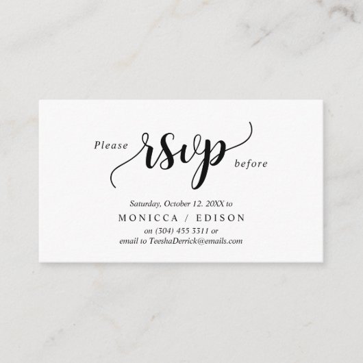 Carte D'accompagnement Élégant Rustic Black, Parti RSVP, répondre (Devant)