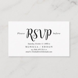 Carte D'accompagnement Élégant Rustic Black, Parti RSVP, répondre