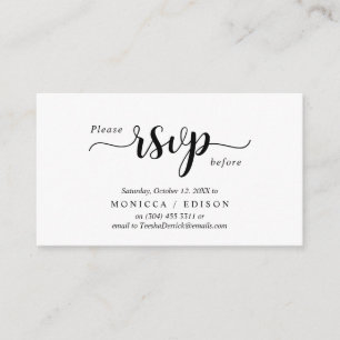 Carte D'accompagnement Élégant Rustic Black, Parti RSVP, répondre