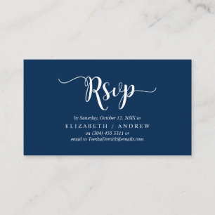 Carte D'accompagnement Elegant Rustic Navy Blue, Mariage RSVP, répondre