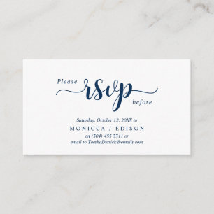 Carte D'accompagnement Elegant Rustic Navy Blue, Parti RSVP, répondre