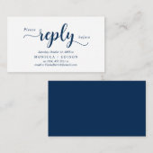 Carte D'accompagnement Elegant Rustic Navy Blue, Parti RSVP, répondre (Devant / Derrière)