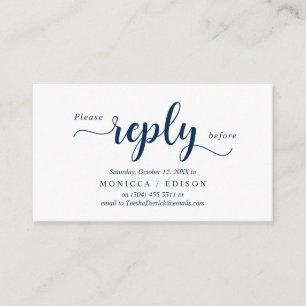 Carte D'accompagnement Elegant Rustic Navy Blue, Parti RSVP, répondre