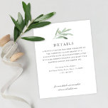 Carte D'accompagnement Elegant Rustic Olive Aquarelle Détails du Mariage<br><div class="desc">Cette carte intemporelle et élégante d'enceinte de mariage présente une jolie illustration de brindille d'olive aquarelle. La typographie est classique et élégante. La combinaison de l'illustration d'olivier rustique et de la typographie classique crée une atmosphère méditerranéenne intemporelle. Associez-le à la faire-part de mariage de coordination, au carte de remerciements et...</div>