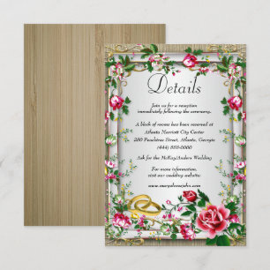 Carte D'accompagnement Elégant Rustic Red Roses Détails Mariage