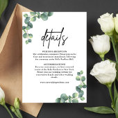 Carte D'accompagnement Elégant Rustique Eucalyptus Green Détails Mariage