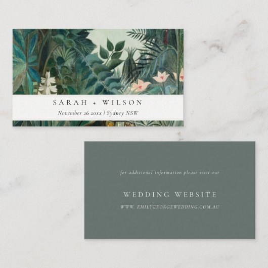 Carte D'accompagnement Élégant Rustique Exotique Tropical Mariage de forê (Devant / Derrière)