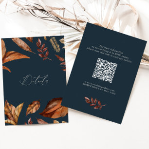 Carte D'accompagnement Elégant Rustique Floral code QR Mariage Marine
