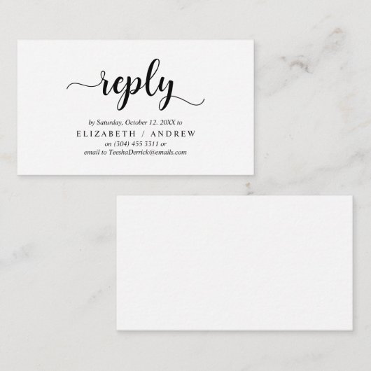 Carte D'accompagnement Elégant rustique noir, mariage RSVP, répondre (Devant / Derrière)