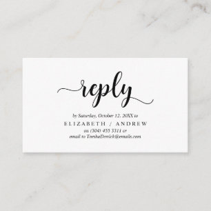 Carte D'accompagnement Elégant rustique noir, mariage RSVP, répondre