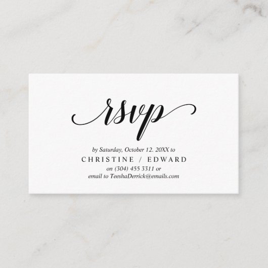 Carte D'accompagnement Élégant rustique, Script noir, réponse RSVP (Devant)