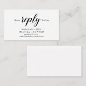 Carte D'accompagnement Élégant rustique, Script noir, réponse RSVP, Répon (Devant / Derrière)