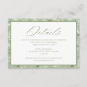 Carte D'accompagnement Elegant Sage Green Botanical Wedding Details (Devant)